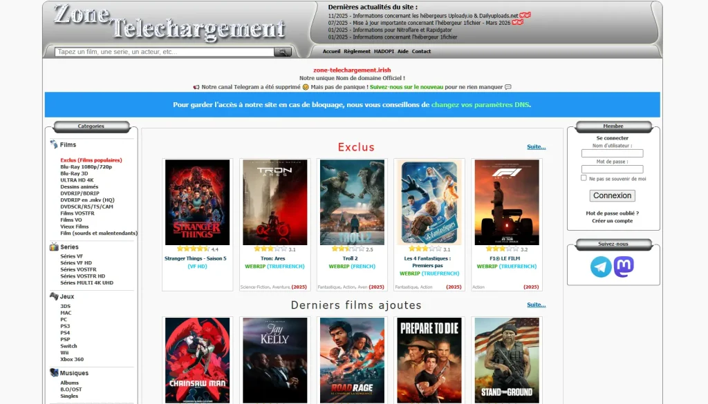 page site zone telechargement