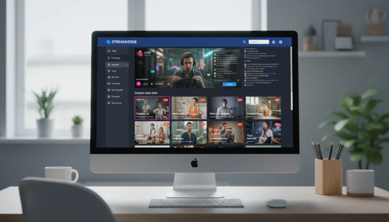 Interface de site de streaming en direct avec flux vidéo et options d'interaction.