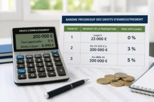 Calculette list-company.com des frais de cession de fonds de commerce avec barème progressif et droits d’enregistrement