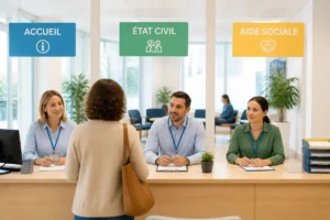 Personne choisissant un interlocuteur dans un service public pour simplifier ses formalités administratives du quotidien